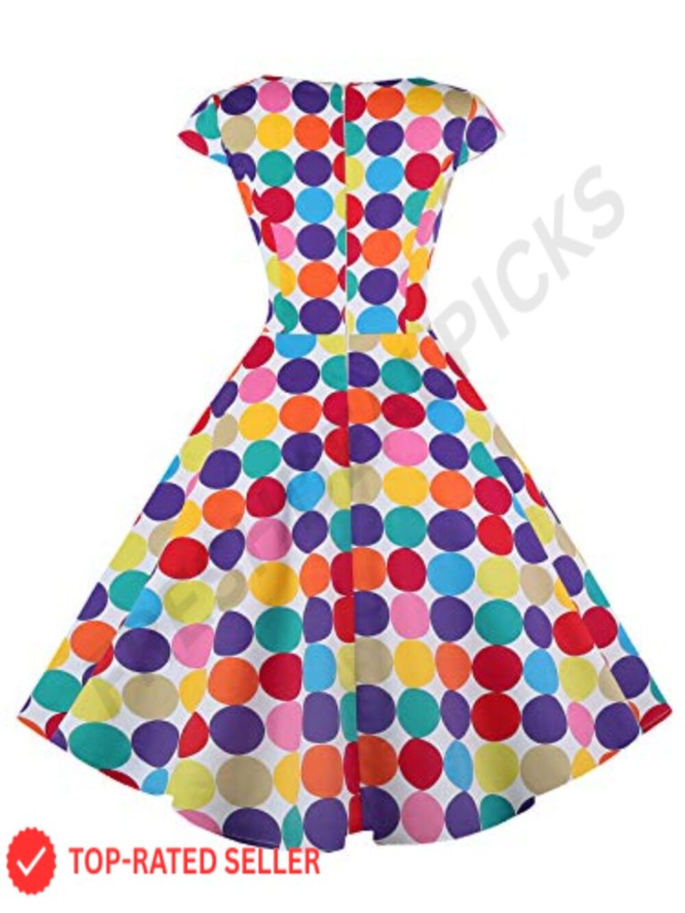 Cap Sleeve Retro Swing Dress with Pockets Cocktail Party Wear 1950s Style A-Line - Picture 3 of 7